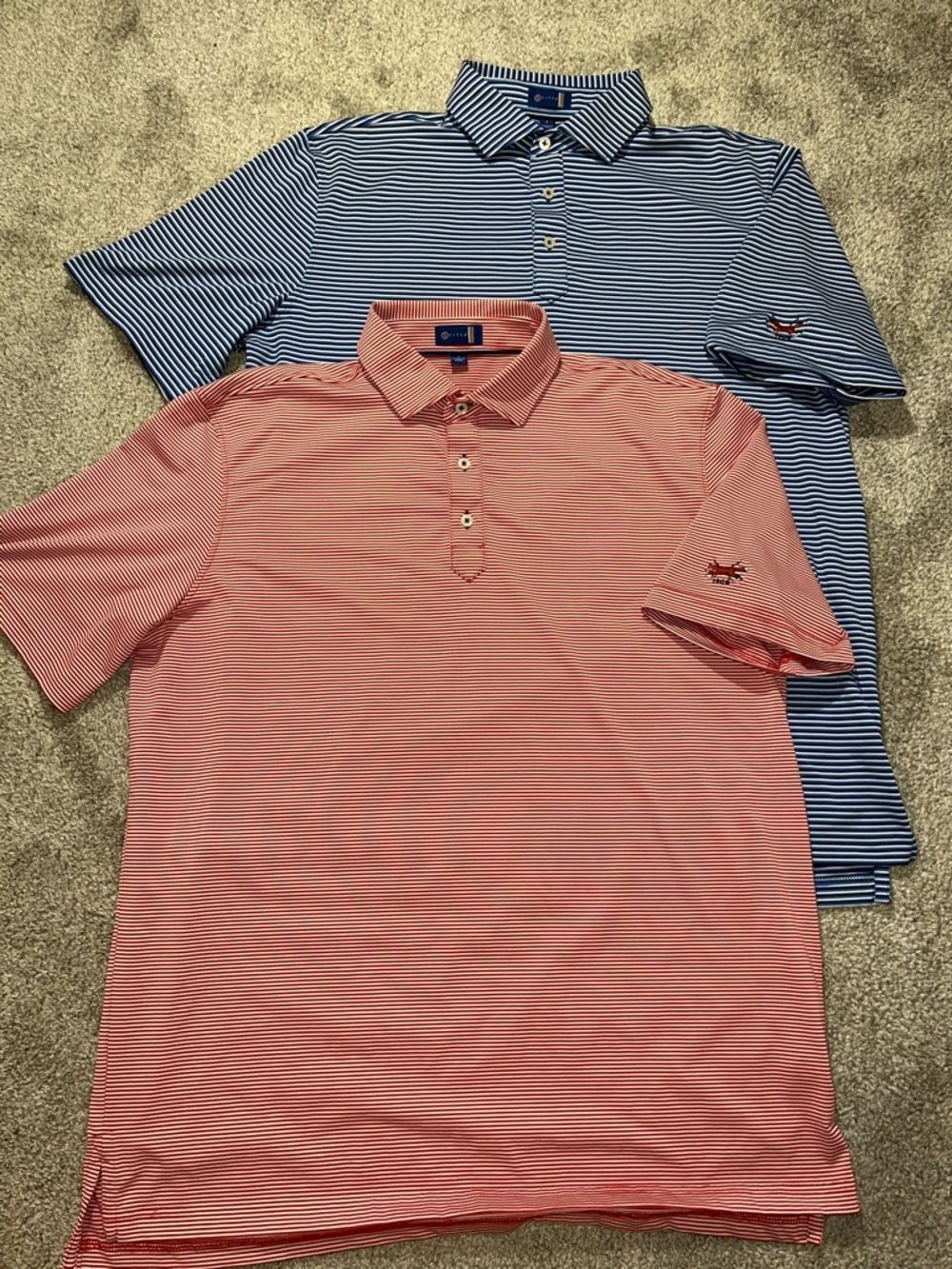Two (2) Stitch Swept Button Down Collar Country Club of Virginia Polo Golf Shirt